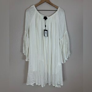 Hotel Particulier White Silver Boho Nacre Dress XS $525 NEW Italy Rayon